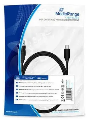 Produktbild von MediaRange MRCS182, 1,8 m, USB A, USB C, USB 3.2 Gen 1 (3.1 Gen 1), 5 Gbit/s, Schwarz