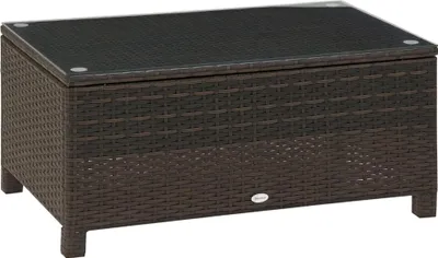 Produktbild von Outsunny Garten Beistelltisch Couchtisch Gartentisch Balkontisch PE-Rattan