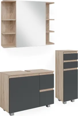 Produktbild von Badmöbel-Set Vicco J-Shape Sonoma 3 Teile, mit Midischrank, Model 40124