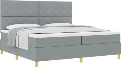 Obrázek produktu pro Postel s boxspringem s matrací Světle šedá 200 x 200 cm textil