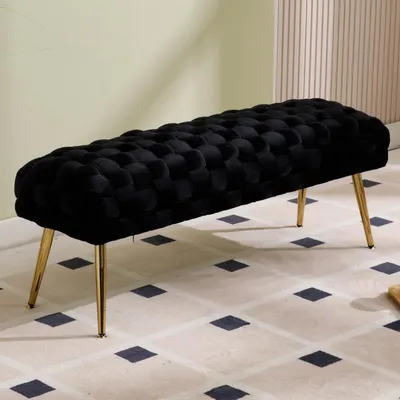 Immagine prodotto di Panca imbottita in velluto, moderna, per il letto, dimensioni 120 x 38 x 45 cm, colore nero