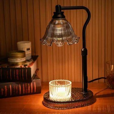 Productafbeelding van Kandelaar, lamp met timer en dimbare 4-traps helderheid, verstelbare hoogte, voor nieuw huis, slaapkamer, geschenken voor vrouwen (zwart6)