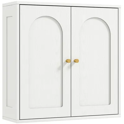 Produktbild von Wandh?ngender Badezimmerschrank mit Regalb?den, 2 Bogentš¹ren, goldenen Griffen, 60 x 20 x 60 cm, wei?