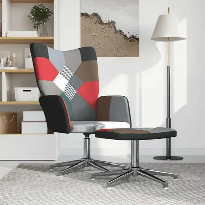 Produktbild von vidaXL Relaxsessel mit Hocker Patchwork Stoff
