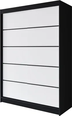 Produktbild von Easy4You P4 150 cm Schwarz/Weiß Schiebetüren Kleiderschrank 150x200x58 cm Schlafzimmermöbel, Aufbewahrung - Mehrzweckschrank - Farbe: Schwarz/Weiß