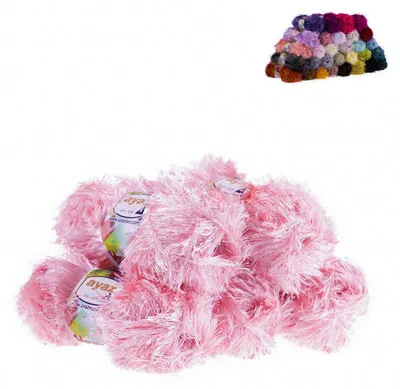 5 x 100g Strickgarn Yumos Fransenstrickgarn 1229 rosa