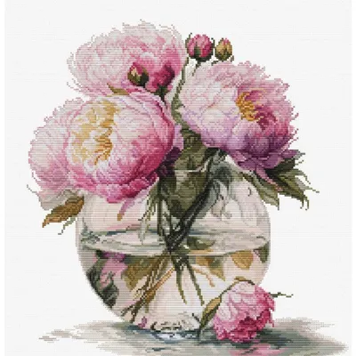 Produktbild von Luca-S Kreuzstich Stickpackung "Pfingstrosen Strauß", Zählmuster, 29x31cm