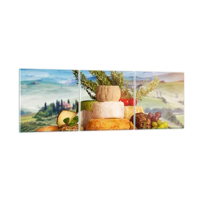 Produktbild von Bilder auf glas - Toskana Käse Obst Italien - 150x50cm - Glasbilder - Wandbilder - Kunstdruck - zum Aufhängen bereit - Wanddekoration aus Glas - Glas Bilder - Wandbild auf Glas - GCA150x50-2902