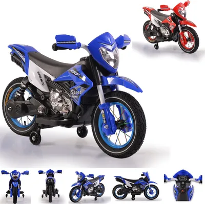 Produktbild von Moni Kinder Elektromotorrad Super Moto FB-6186 Luftreifen Musik Licht Stützräder blau