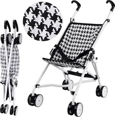 Produktbild von PIXINO Baby-Kinderwagen für Puppen, schwarz und weiß