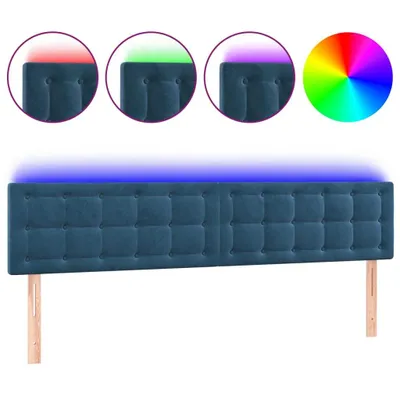 Zdjęcie produktu dla vidaXL Zagłówek LED ciemnoniebieski 160x5x78/88 cm aksamitny