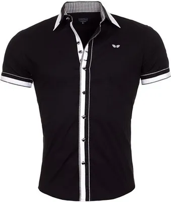 Produktbild von Brandneu Designer Kurzarm Hemd CARISMA uni CRM9023 Schwarz Applikationen XXL