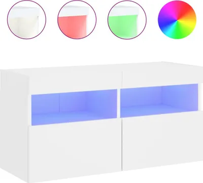 Produktbild von vidaXL TV-Wandschrank mit LED-Leuchten Weiß 80x30x40 cm