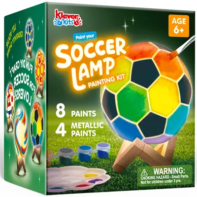 Produktbild von Klever Kits Basteln Fussbal Lampe Malset,DIY Lampe Malset Kreativ Set für Kinder,Bastelset Kinder ab 6 7 8 9 10 11 12 Jahre, Geschenke für Jungen 6-12Jahre,3D Lackierung Nachtlicht