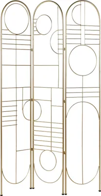 Produktbild von BELIANI Raumteiler Gold Eisen 100 x 170 cm 3-Teilig Freistellbar Faltbar Modern Wohnzimmer Schlafzimmer Garderobe Innenbereich Stellwand Paravent