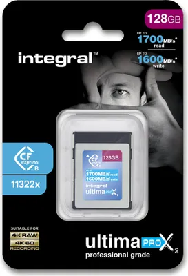 Produktbild von Integral INCFE128G1700/1600, 128 GB, CFexpress, 1700 MB/s, 1600 MB/s