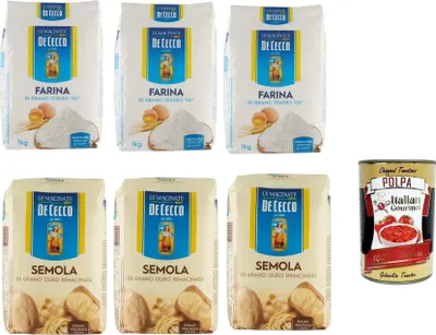 Produktbild von De Cecco Testpaket, Hartweizengrieß und Weizenmehl 6x 1kg + Italian Gourmet polpa 400g