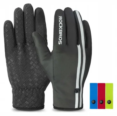 Produktbild von Rockbros Warme Fahrradhandschuhe Schwarz XXL Softshell