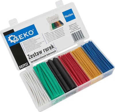 Immagine prodotto di Set kit 196pz guaine termorestringenti assortimento cavi cavo elettrico tubi, guaina termorestringente, termorestringente per cavi elettrici, termorestringente tubi, kit tubo termorestringente, blu giallo rosso verde nero bianco 6 misure Geko