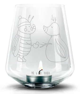 Produktbild von Mr. & Mrs. Panda Laterne Nachtfalter Schneemann - Transparent - Geschenk, Glas Windlicht, Weihnachten, Schnee, mit Gravur, Winter, Weihnachtsgruß, Kerzenhalter