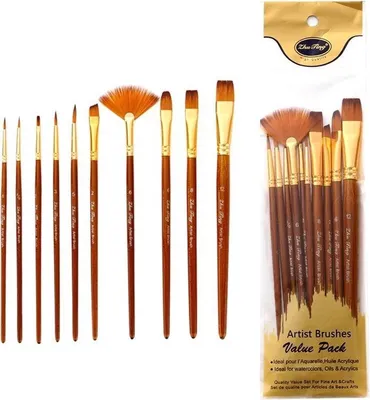 Produktbild von Jumada's - „10-teiliges Nylonpinsel- und Pinselset für Hobbymalerei mit Acryl“