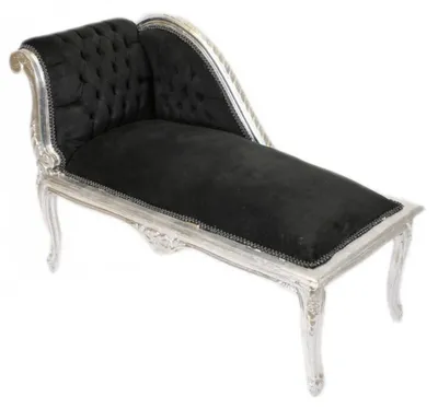 Produktbild von Casa Padrino Barock Kinder Chaiselongue Schwarz / Silber Mod2 - Luxus Kinderzimmer Möbel