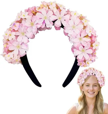 Productafbeelding van Hoofdband Bloemenkroon - Bloemenslinger - Haarband - Feestaccessoire - Festival - 21 x 21 cm - Bloemenkrans