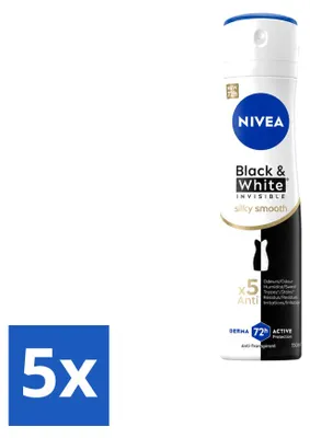 Obrázek produktu pro 5 kusů deodorantu Nivea Black & White Invisible, sprej, 150 ml - výhodná balení