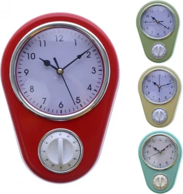 Produktbild von Retro Wanduhr mit Eieruhr für die Küche