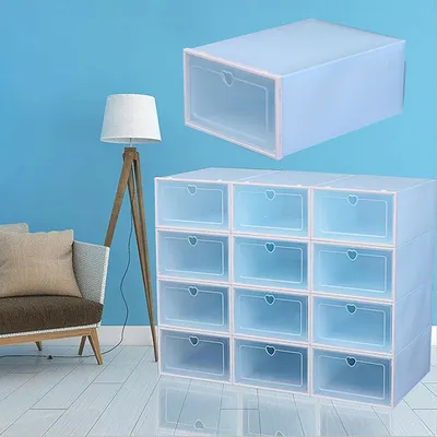 Image de 20x boîte à chaussures en plastique Empilable Rangement pour chaussures Boîte de rangement (bleu)