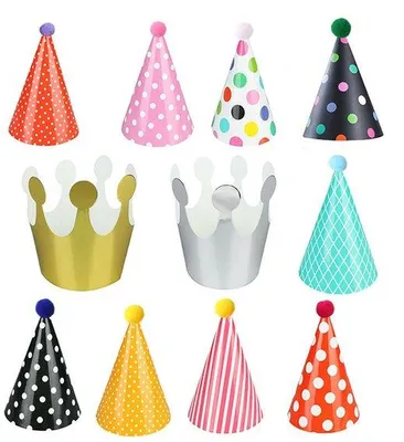 Produktbild von Famanu Festhütchen Set 11 Stück - Kegelpartyhütchen mit Pompons