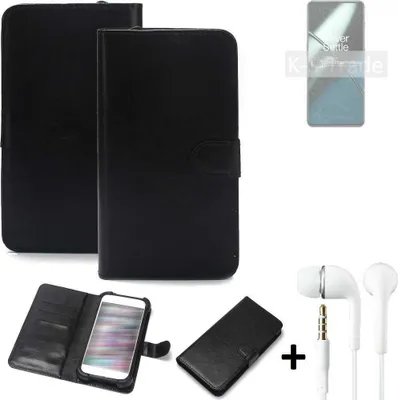 Produktbild von K-S-Trade Wallet Case Handyhülle kompatibel mit OnePlus 11 Schutzhülle Flip cover Flipstyle Tasche Hülle Flipcover Slim Bumper schwarz + in ear