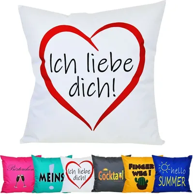 Produktbild von JACK 50x50cm Motiv Outdoor Lounge Kissen Dekokissen inkl. XXL-Füllung Wasserabweisend Sitzkissen Garten Stuhl Lotus Effekt lustig, Farbe:Ich liebe dich