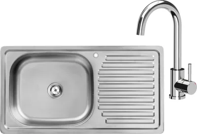 Produktbild von VBChome Edelstahlspüle mit Armatur 75x40x14 cm Edelstahl Glatt Küchenspüle mit Hahnloch Spüle Rechtsseitig Abtropffläche Spül mit Armatur Chrom