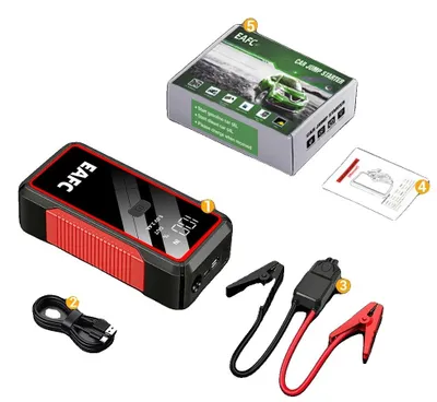 Obrázek produktu pro Startovací sada pro automobily, přenosná powerbanka, nouzové osvětlení, inteligentní klipová nabíječka
