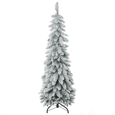Image de HOMCOM Arbre de Noël artificiel 135 cm sapin de Noël avec support en acier 253 branches enneigées socle pliable vert