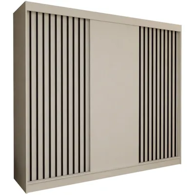 Produktbild von AX LIVING Cabinio Schwebetürenschrank Weiß 240 cm Schwarze Lamellen