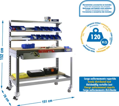 Produktbild von SIMONWORK MOBILE BT1 BOX 1500 CINZA/MADEIRA Metallwerkbank