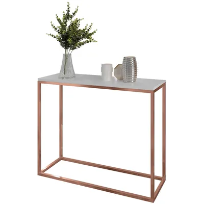 Produktbild von Furneo | Konsolentisch II - 80 cm - Weiß matt / Kupfer - Elegantes Design - Kompakt und vielseitig
