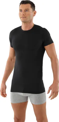 Produktbild von ALBERT KREUZ Unterhemd T-Shirt extra lang Micromodal schwarz Kurzarm Rundausschnitt, 05/M