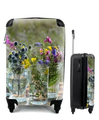 Produktbild von MuchoWow® Koffer Handgepäck Trolley Rollkoffer Kleine Reisekoffer mit 4 Rollen - Vase - Blumen - Farben - Cabin Size < 55x40x23 cm & 55x40x20 cm - Fotokoffer - Kabinenkoffer - Boardgepäck - Reise-Box - Reisekoffer - Reisegepäck - Koffer mit Bild - Trolley für Kinder