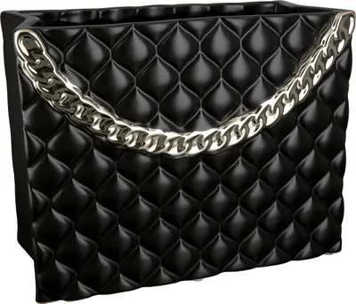 Produktbild von GILDE Vase Handtasche "Paris" matt schwarz/glänzend champagnerfarben, H.20 cm, Öffnung: B.22cm, T.10cm, 32491
