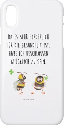 Produktbild von Mr. & Mrs. Panda Iphone 10 Handyhülle Hummeln Kleeblatt - Weiß - Geschenk, Handy, glücklich sein, Biene, X, Spruch Positiv, Hummel, Deko, Hülle, Fröhlich, Cover