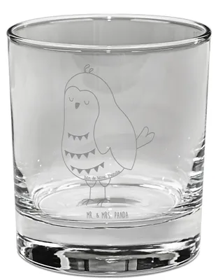 Produktbild von Mr. & Mrs. Panda Tumbler Eule Zufrieden - Transparent - Geschenk, Whisky, glücklich, Owl, Whiskey, Whiskyglas, Müde, Romantisch, Hochzeitstag, Glas, Gravur