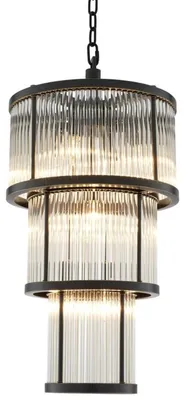 Produktbild von Casa Padrino Kronleuchter in bronze mit vintage Glas 38 x H. 76 cm - Luxus Wohnzimmermöbel