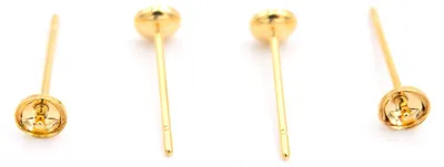 Produktbild von Vintageparts Ohrstecker aus Edelstahl, 24K Goldbeschichtung, 4 Stück