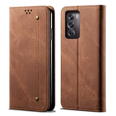 Immagine prodotto di Custodia per Oppo Reno12 Pro, Custodia a portafoglio in pelle con chiusura magnetica e supporto marrone