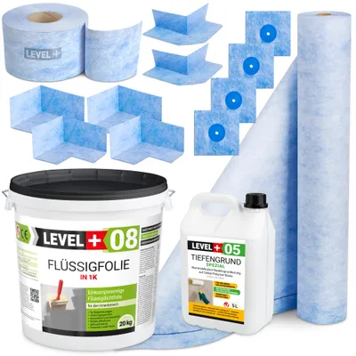 Produktbild von Dicht-Set Abdichtung Bad Dusche 20Kg Flüssigfolie Dichtbahn Dichtband Ecke SET45