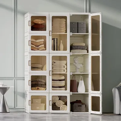 Produktbild von Dripex Kleiderschrank Faltbarer Schrank Mehrzweckschrank mit magnetische Türen(11-Türen)