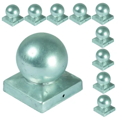 Image de 10x Chapeau de poteau boule 7x7 cm Chapeau de clôture Chapeau de poteau galvanisé Couverture